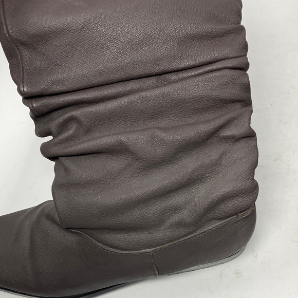 Chadwick's Dark Brown Scrunch Ruched Mid-Calf Leather Boots 7.5M - Picture 14 of 15